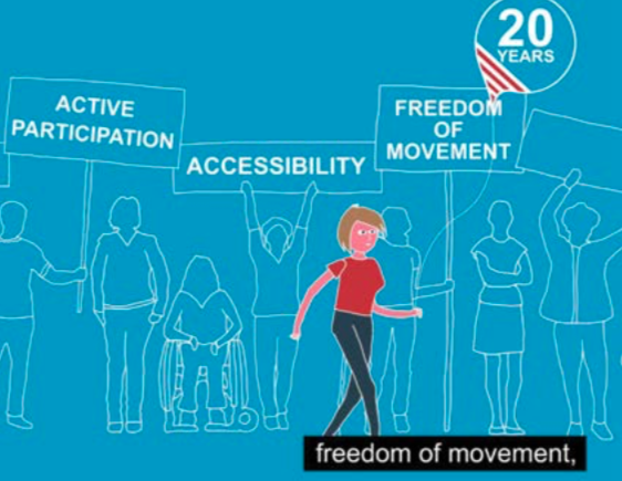 Image taken from a video concerning persons with disabilities - 20-year European Disability Forum, 2017